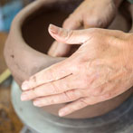 Imogen Taylor Noble at work in her studio 2018